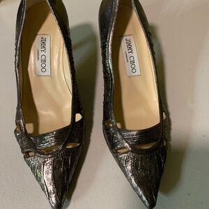 Jimmy Choo Metallic Silver Heels